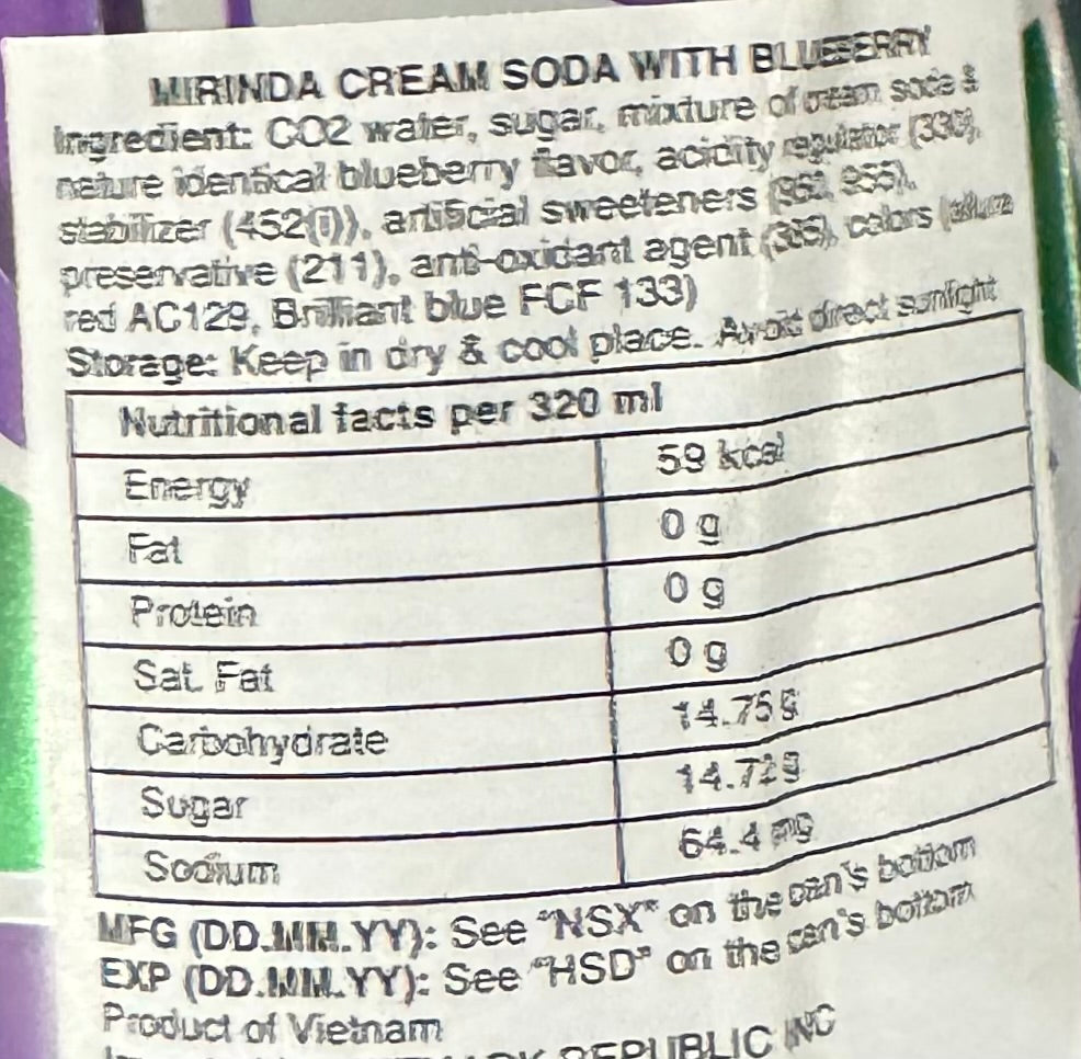 Mirinda Blueberry Soda Kem ( Cream Soda )