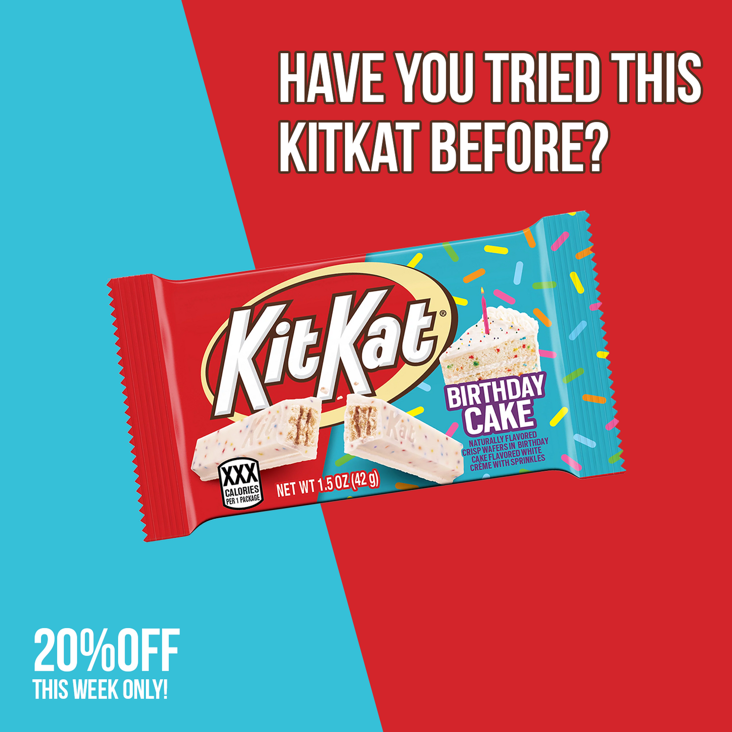 KIT KAT® Birthday Cake Flavor (Standard Size Bar 1.5oz)